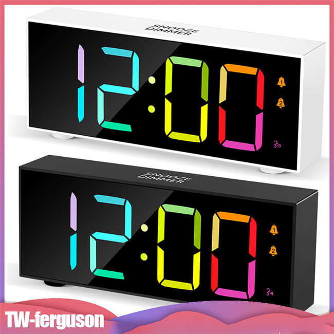 Fe 數字時鐘大型 LED 數字時間顯示時鐘動態 RGB 變色電子時鐘具有 3 週日模式
