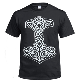 Viking Thor'S 正面印花棉質 T 恤 Skull Plus Cross Plus 上衣