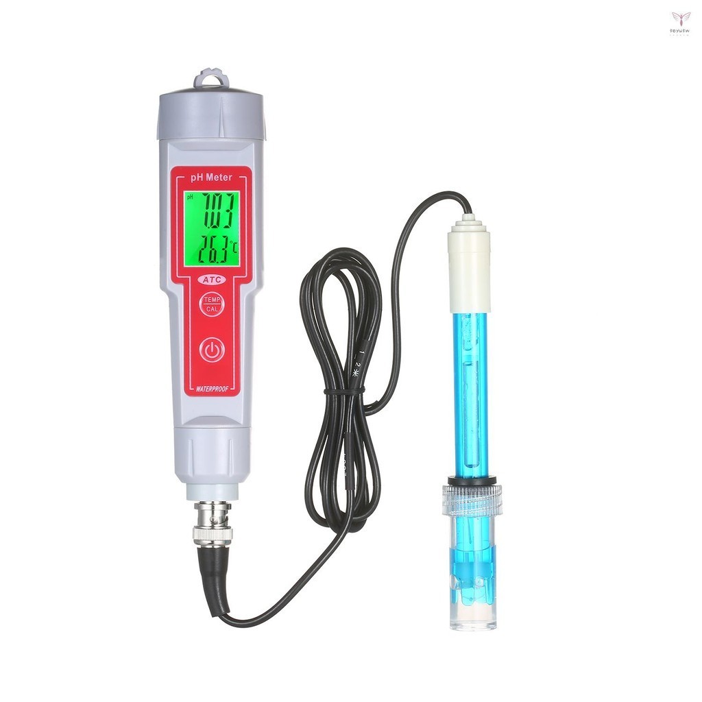Ph Meter 高精度便攜式筆式 pH 測試儀 2 合 1 pH 和溫度計 LCD 數字水質測試儀,帶綠色背光,用於飲