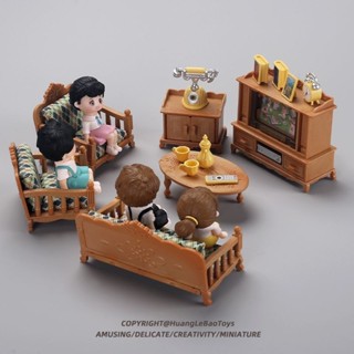 迷你仿真電視機微縮傢俱沙發模型兒童過家家玩具客廳套裝桌椅擺件 MFYK