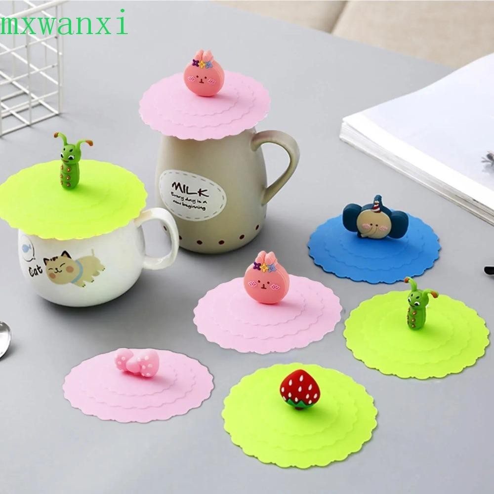 MXWANXI馬克杯蓋,防塵10厘米硅膠杯蓋,創意可重複使用通用圓形陶瓷茶杯蓋孩子