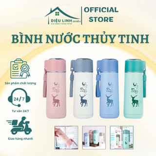 鹿形玻璃水瓶 450ML,2 層耐熱塑料玻璃瓶 - Dieu Linh Shop