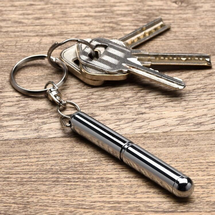 鑰匙扣 吊飾飾品 新款不鏽鋼伸縮筆迷你鑰匙扣便攜隨身吊飾應急書寫筆創意原子筆