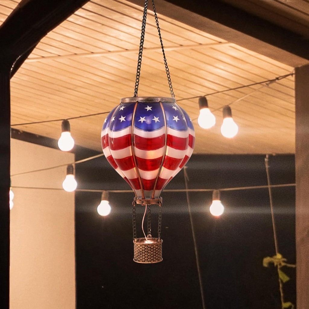 懸掛熱氣球燈籠式戶外太陽能燈 客廳陽臺裝飾吊燈 歐式免布節能燈