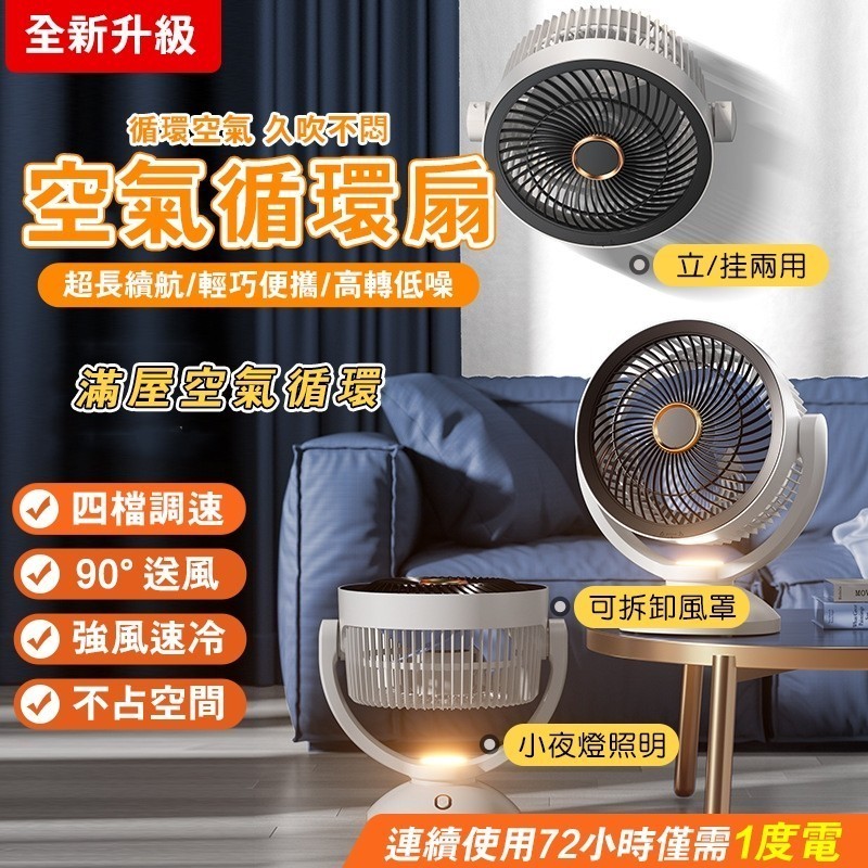 台灣出貨 空氣循環扇 大風力桌麵立式 小型傢用電風扇 渦輪靜音對流充電式電風扇 循環扇 渦流循環扇 10吋電風扇