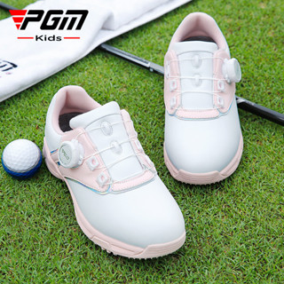 PGM 兒童高爾夫球鞋 青少年女童鞋子 防水防側滑運動鞋旋鈕鞋帶 XZ306