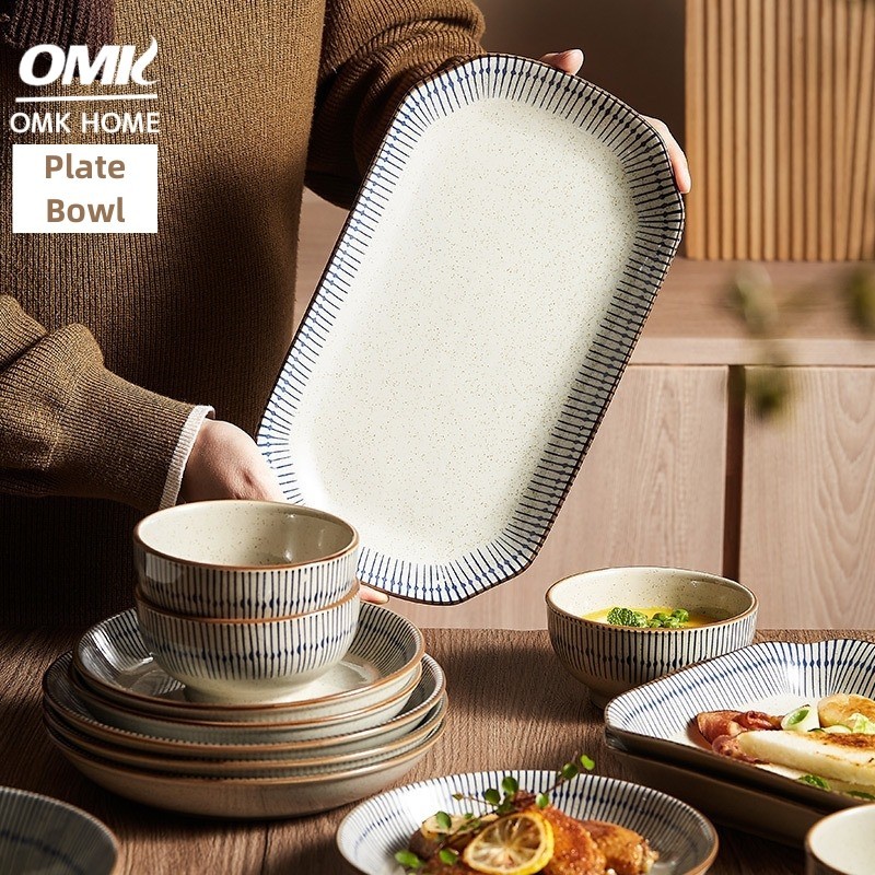 Omk 日式沙拉碗米飯玩湯碗意大利面盤烤盤湯盤魚盤