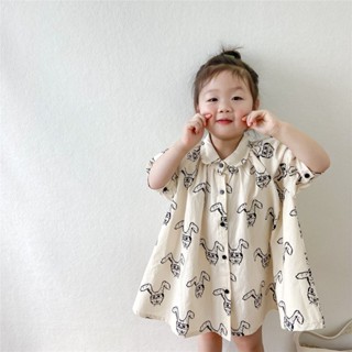 女童寬鬆卡通短袖洋裝 兒童夏季韓版可愛裙子 POLO裙