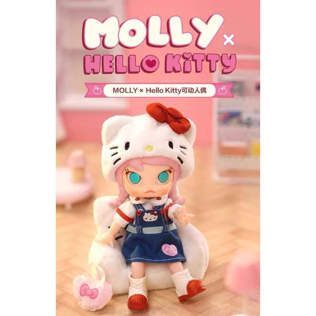 POPMART MOLLY × Hello Kitty可動人偶潮玩禮物擺件