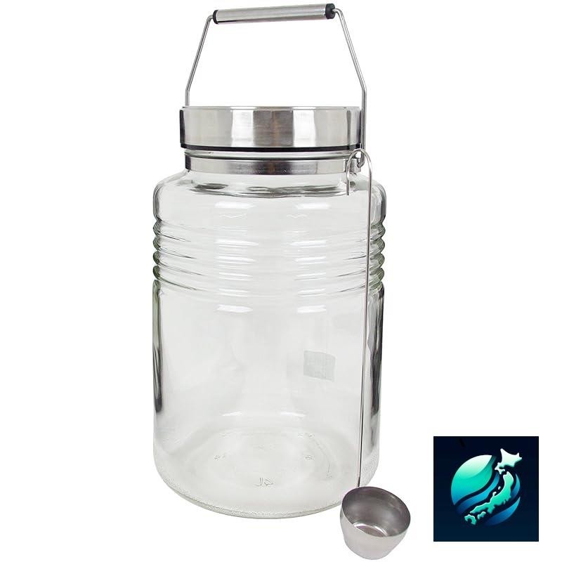 ADEIRA（ADERIA）MC容器4L，日本制，装在化妆盒中的梅酒瓶，储存容器，梅瓶，储存瓶，米桶，不锈钢盖，玻璃瓶，