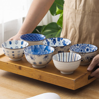 ins日式餐具飯碗家用陶瓷碗小湯碗小號瓷碗創意米碗吃飯碗碟套裝6.5