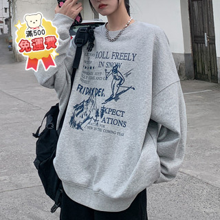 【OHSHI｜臺灣24h出貨】刷毛大學t 秋冬 大學t女 寬鬆t 衛衣女長袖上衣 圓領 可愛大學風 冬天大學t 158