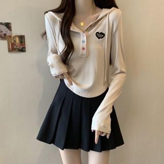 【店鋪熱銷】大碼秋季上衣女連帽正肩長袖衛衣新款洋氣寬鬆顯瘦遮肉不規則上衣