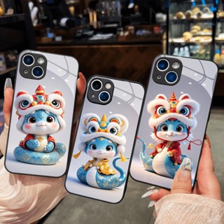 翡翠綠蛇玻璃盒戴獨角獸帽子農曆新年 2025 生肖動物 iPhone 16 15 14 13 12 11 8 7 6 6