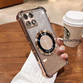 【新顏色】infinix note 40 4G note 40 Pro 4G 閃亮粉色四角防摔手機殼美學磁性防震矽膠 T