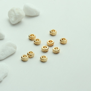 TL-(50pcs)-14K包金配件切花輪胎珠diy手工飾品自製齒輪珠隔珠保色隔片資料