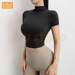 LULU【半高領螺紋T恤】瑜珈服 露臍短版上衣 健身服 運動服 瑜珈上衣 皮拉提斯 運動短袖 健身上衣女 瑜珈上衣