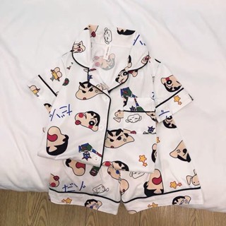 Girls' pajamas/Ready stock【2316人收藏】兒童卡通蠟筆小新睡衣男孩居家服中大童女寶寶短袖空調