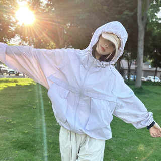 戶外休閒山系輕量防曬衣女輕薄寬鬆夏季騎行連帽皮膚衣速乾外套