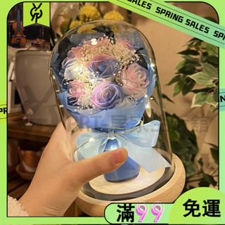 百貨商店永生花 玻璃罩玫瑰花 生日禮物 送女友女生老婆 仿生 金箔花 浪漫求婚花 手工玫瑰花 雙開禮盒 告白表白 情人節