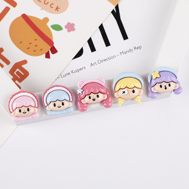 【1pcs】樹脂配件卡通女孩 diy奶油膠手機殼貼片收納盒兒童髮飾裝飾材料shuaohan