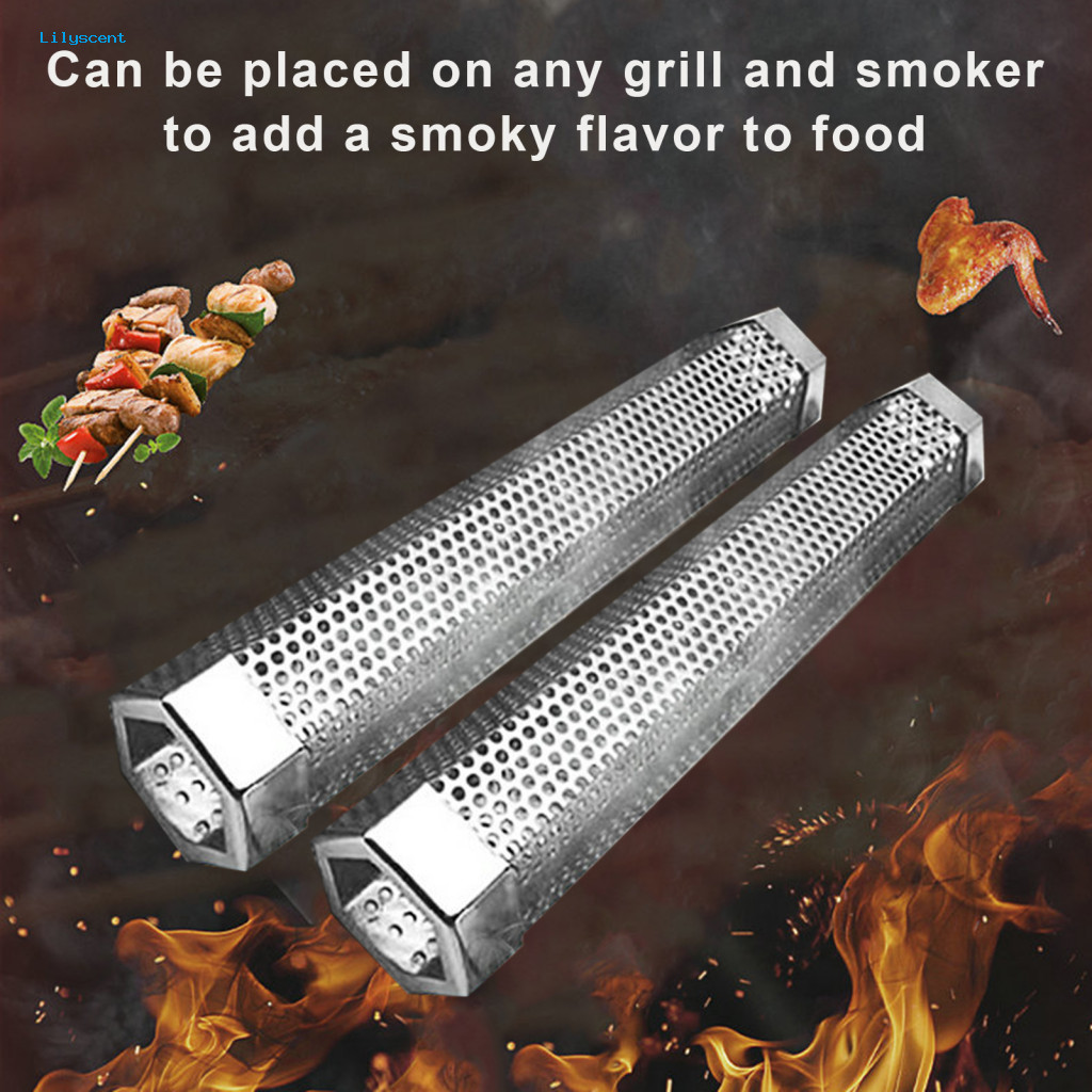 耐用煙管不銹鋼燒烤煙管燒烤耐用易清潔可重複使用野營配件帶通風孔耐熱顆粒用於風味