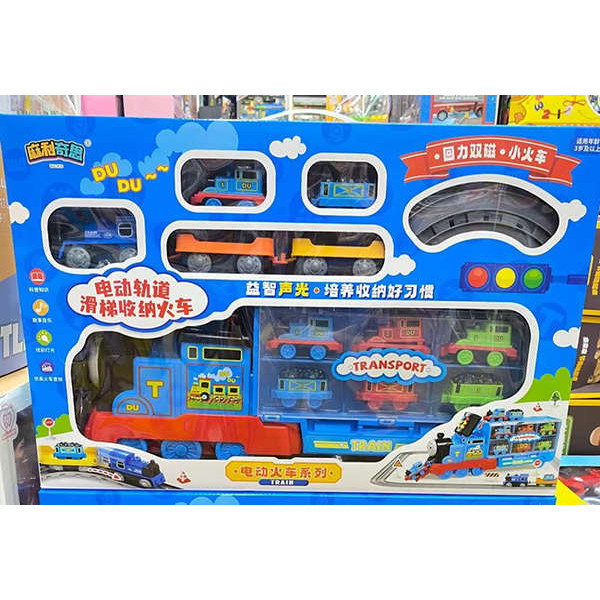 赫思新款移動總部變形停車場電動軌道慣性小火車男孩禮物兒童玩具