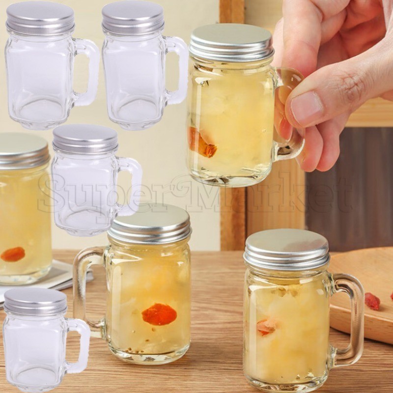 [精選] 迷你酒瓶 - 咖啡分體罐 - 透明玻璃罐 - DIY 蜂蜜容器 - 便攜式、防漏、密封 - 婚禮生日派對裝飾