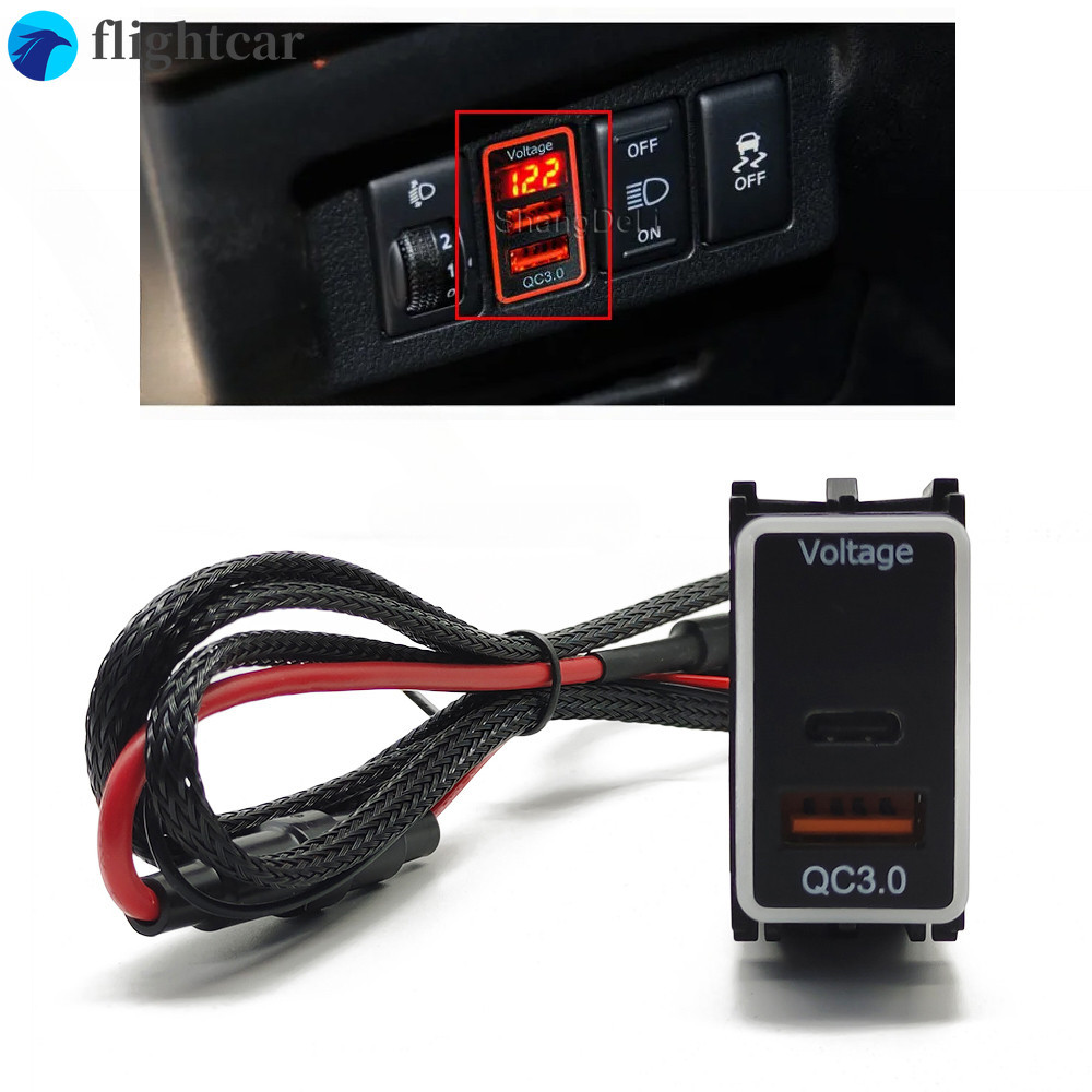 (FT)12V 汽車雙 USB C PD 端口 QC3.0 插座快速充電器適配器適用於 Nissan Patrol Y6