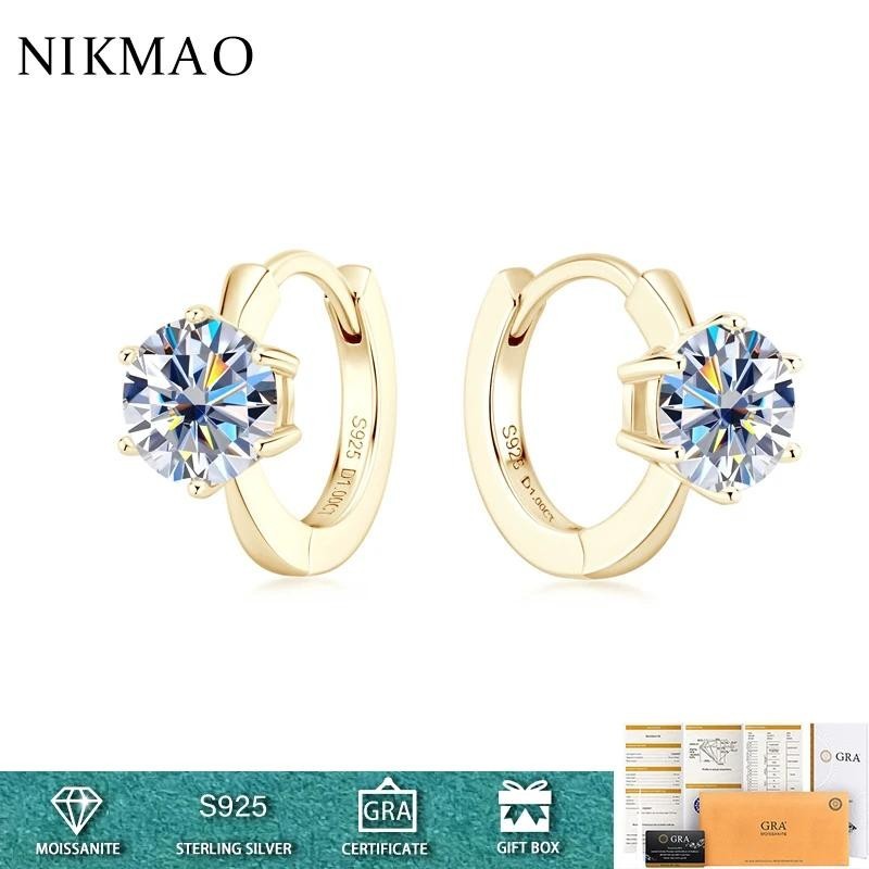 2ct 莫桑石圈形耳環帶 Gra 證書 925 純銀時尚奢華鑽石耳環女士高級珠寶禮品