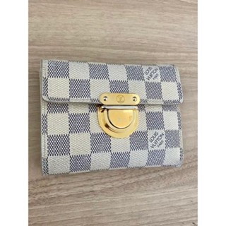 LOUIS VUITTON 路易威登 錢包 三折皮夾 N60013 格紋Damier Azur 日本直送 二手