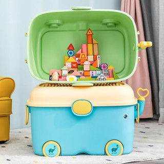 [多買多惠]兒童玩具收納箱 寶寶衣服積木整理盒 帶滑輪可愛卡通零食大號儲物箱
