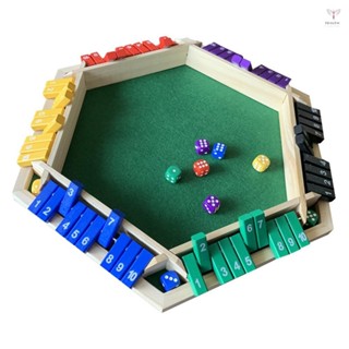 1-6 名玩家關盒骰子遊戲,帶 6 個骰子的木板桌數學遊戲,適合兒童和成人、野餐、家庭、派對或酒吧