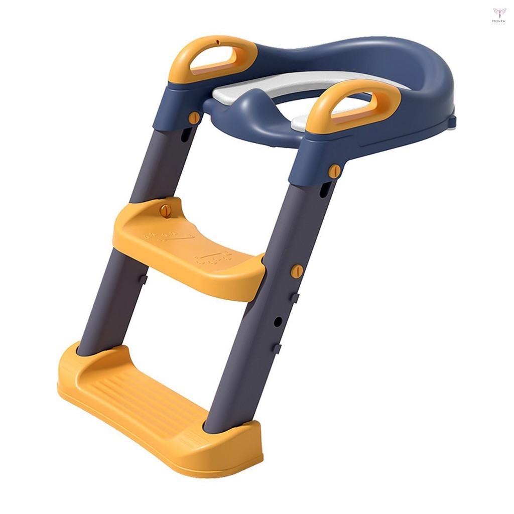兒童便盆訓練座椅舒適安全馬桶訓練器帶可調節階梯凳梯 PVC 軟墊便盆訓練馬桶適合幼兒男孩女孩