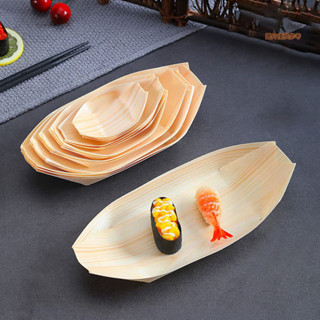 【BHS家居館】100個木皮船日式刺身壽司打包盒 點心盤水信玄餅船
