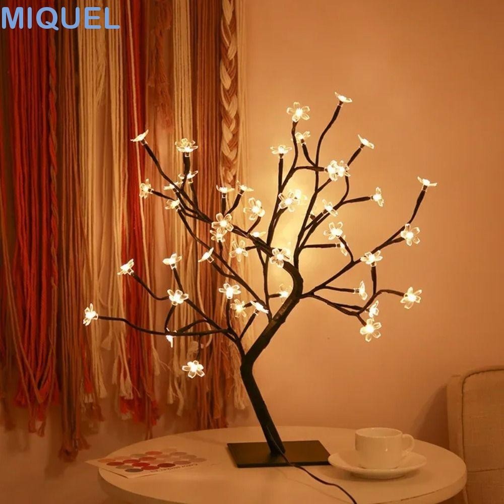 MIQUEL櫻花樹光,人造花24/48led盆景樹夜燈:,USB供電創意精緻氛圍燈禮品