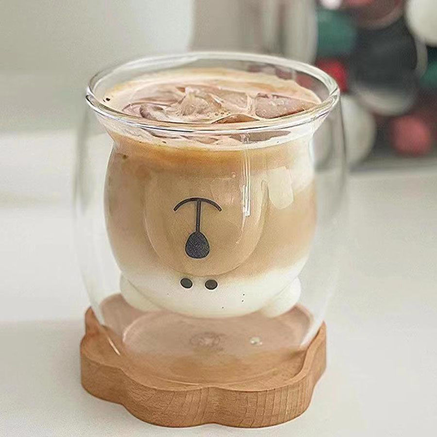 「雙層杯」現貨 耐熱雙層 隔熱  玻璃杯 小熊創意網紅 玻璃杯 可愛咖啡杯牛奶果汁家用