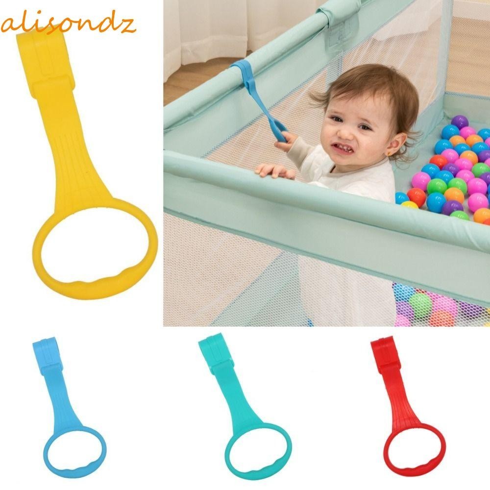ALISOND1玩具圍欄拉環,純色床配件嬰兒拉環,認知塑料嬰兒床掛鉤學會站立