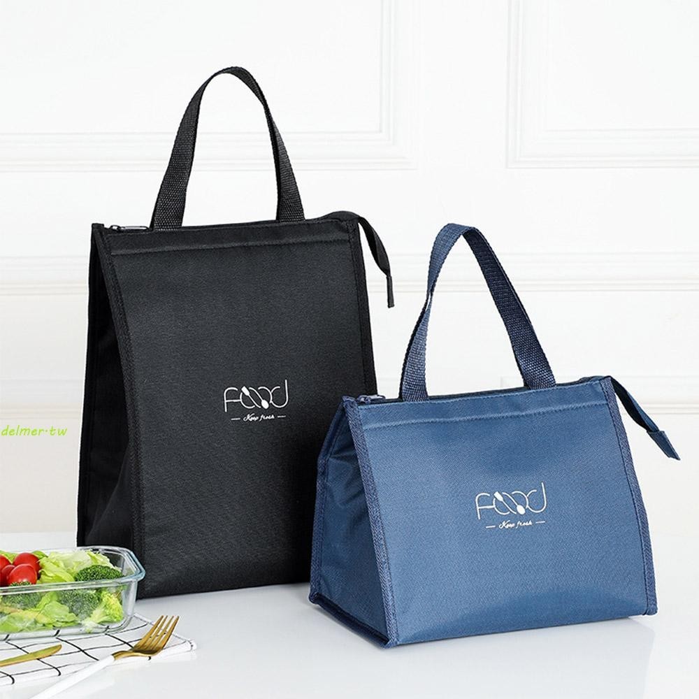 DELMER午餐袋男女通用可擕式食品儲藏箱隔熱的手動拉鍊手提包野餐包