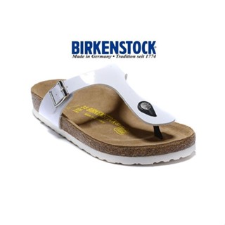 Birkenstock夾腳拖白色鏡面白底 休閒皮革涼鞋 35-45