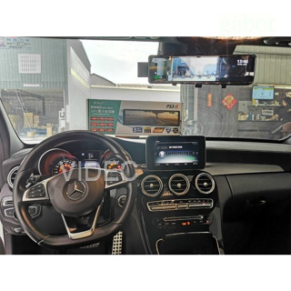 威德汽車 掃瞄者 PS3 GPS 測速器 電子式10吋大螢幕 後視鏡 行車記錄器 BENZ W205 實車安裝