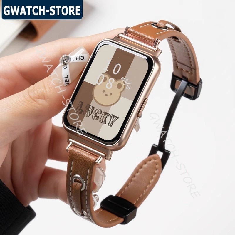 適用HUAWEI華為FIT2錶帶手錶watch1摺疊磁吸美式皮帶時尚錶帶華為FIT2/活力/時尚/雅緻款錶帶華為手錶腕帶