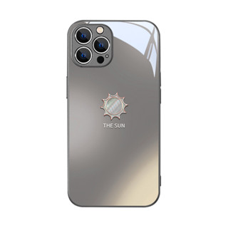 適用蘋果15手機殼新款iphone16太陽月亮14Promax情侶12mini小眾11高階感xs漸變ins風xr金屬玻璃