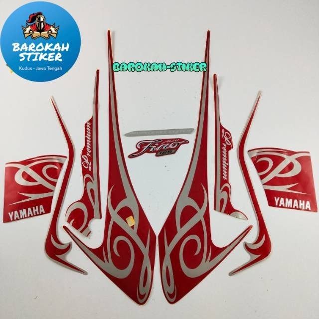 山葉 Merah 條紋貼紙摩托車桿 yamaha fino 125 2017 高級紅色清單標準品質 Barokah 貼紙