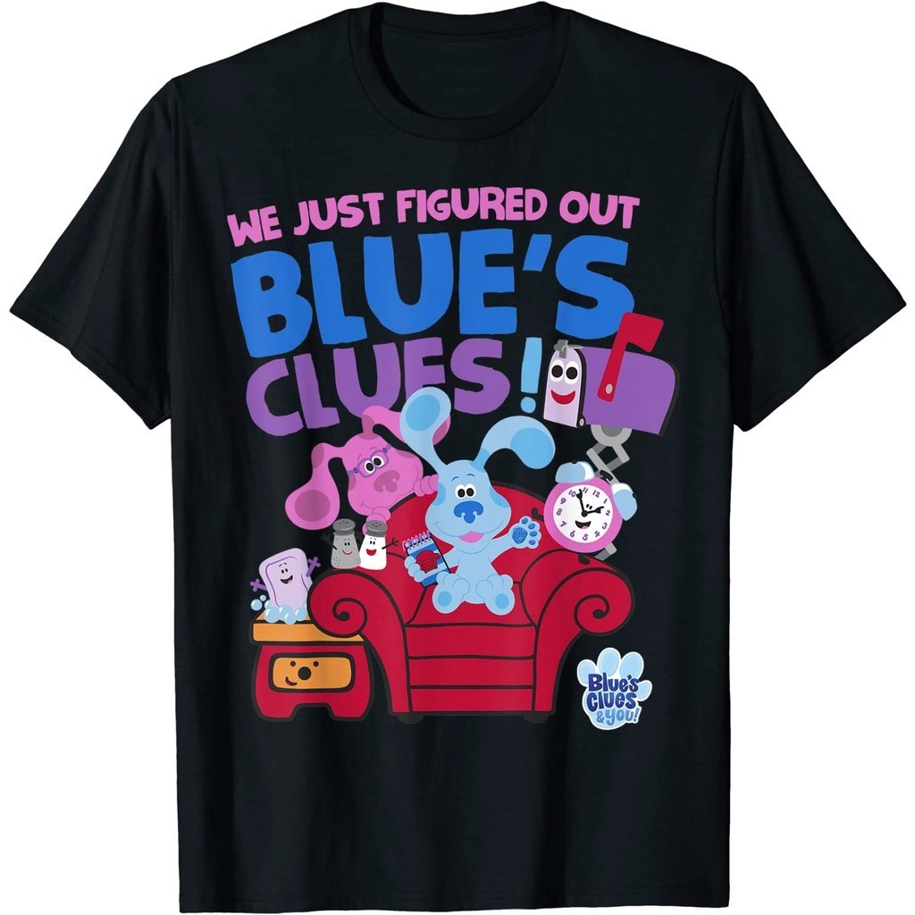 卡通 Blue's Clues 圖案男式 100% 棉圓領短袖 T 恤