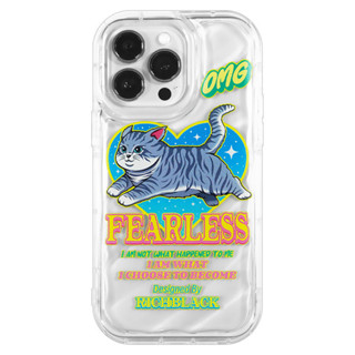 RichBlack原創設計卡通胖胖貓水波紋透明手機殼適用於蘋果15iPhone14ProMax