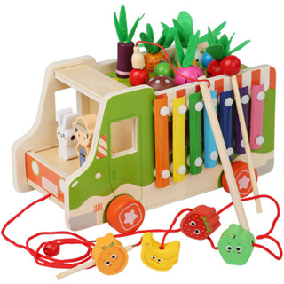兒童多功能拔蘿蔔 釣魚抓蟲敲琴玩具 早教車 1-3歲玩具 寶寶益智力玩具