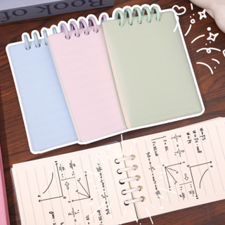1/2 書 A7 純色活頁筆記本 - 水平網格空白筆記本 - 學校用品文具 - 學生便攜式袖珍備忘錄書 - 翻轉線圈書