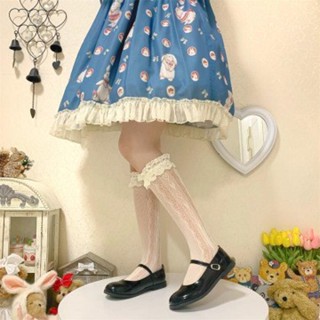 【唯家】 高品質日系蕾絲襪子lolita夏秋薄款蝴蝶結中筒jk花邊洛麗塔小腿襪純欲風