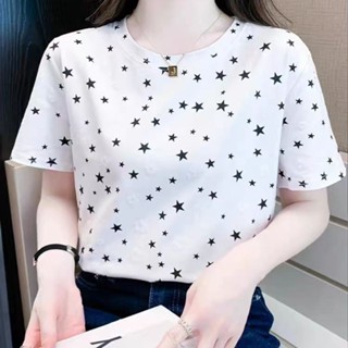《現貨下單》短袖女2025年新款減齡漂亮洋氣小衫夏季t恤印花韓繫上衣輕熟上衣短袖女裝短袖女生上衣氣質女裝早春女裝韓風女裝